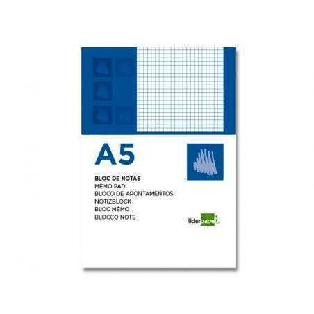 Bloc notas liderpapel cuadro 4mm a5 80 hojas 60g/m2 perforado
