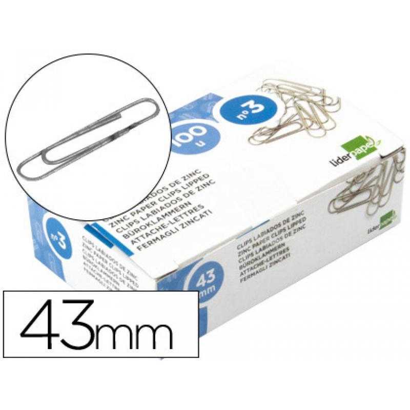 Clips liderpapel n. 3 labiados 43 mm caja de 100 unidades
