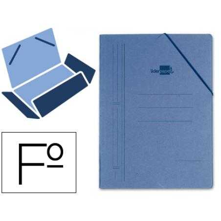 Carpeta liderpapel gomas folio 3 solapas carton compacto azul
