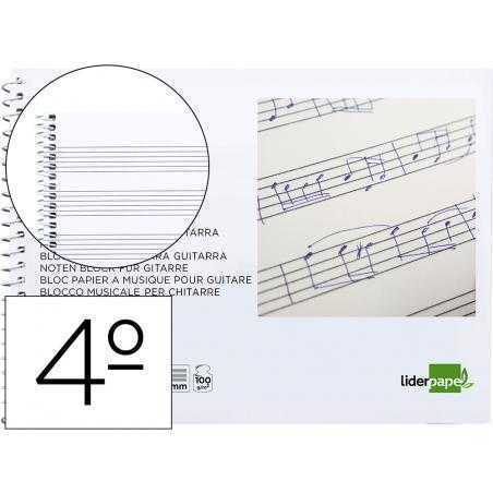 Bloc musica liderpapel para guitarra hexagrama 3 mm cuarto 20 hojas 100g/m2