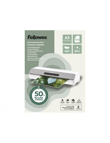 Bolsa de plastificar fellowes recicladas brillo din a3 80 mc pack de 100 unidades