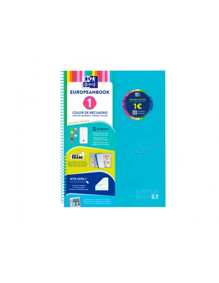 Cuaderno espiral oxford ebook 1 tapaextradura din a4+ 80 hojas cuadro 5 mm con margen bebe touch Cuaderno espiral oxford ebook 1 tapaextradura din a4+ 80 hojas cuadro 5 mm con margen bebe touch