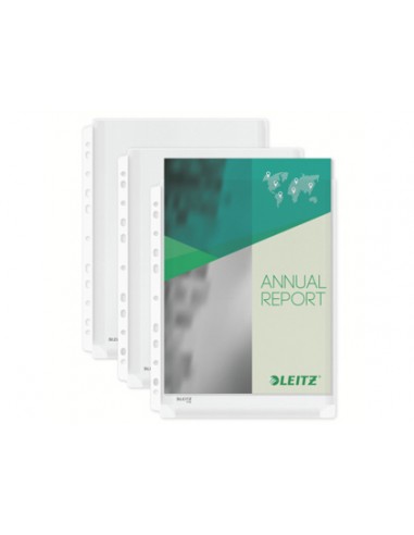 Funda multitaladro leitz con fuelle din a4 con refuerzo 170 mc cristal pack de 10 unidades