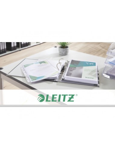 Funda multitaladro leitz con fuelle din a4 con refuerzo 170 mc cristal pack de 10 unidades