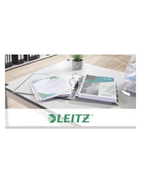 Funda multitaladro leitz con fuelle din a4 con refuerzo 170 mc cristal pack de 10 unidades