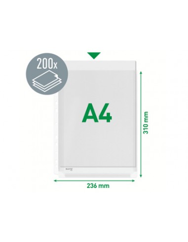 Funda multitaladro leitz con fuelle din a4 con refuerzo 170 mc cristal pack de 10 unidades
