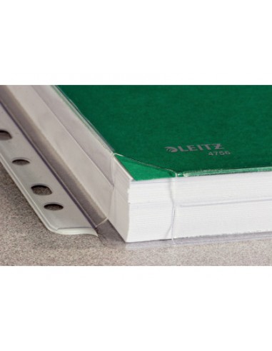 Funda multitaladro leitz con fuelle din a4 con refuerzo 170 mc cristal pack de 10 unidades
