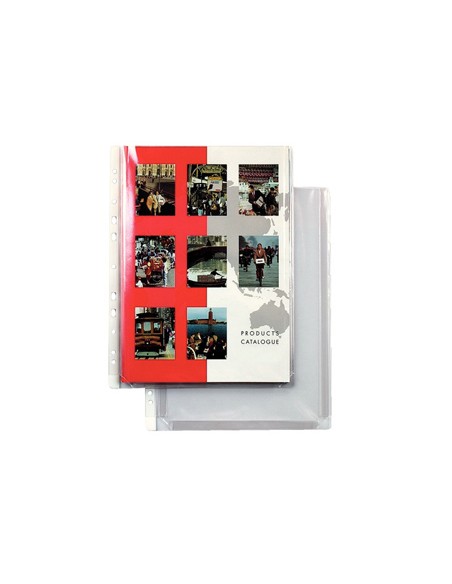 Funda multitaladro leitz con fuelle din a4 con refuerzo 170 mc cristal pack de 10 unidades