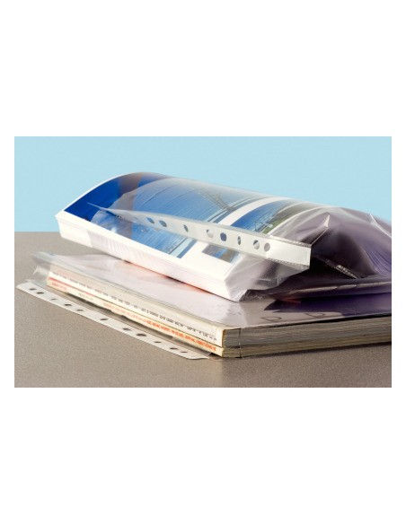 Funda multitaladro leitz con fuelle din a4 con refuerzo 170 mc cristal pack de 10 unidades