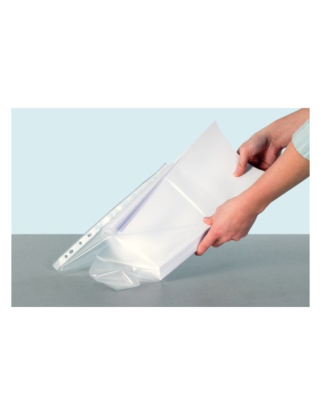 Funda multitaladro leitz con fuelle din a4 con refuerzo 170 mc cristal pack de 10 unidades