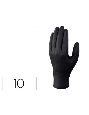 Guantes de nitrilo deltaplus no empolvado desechable talla 10 color negro caja de 100 unidades
