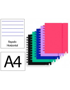 Cuaderno ingeniox foam a4 80h rayado horizontal colores intense surtidos