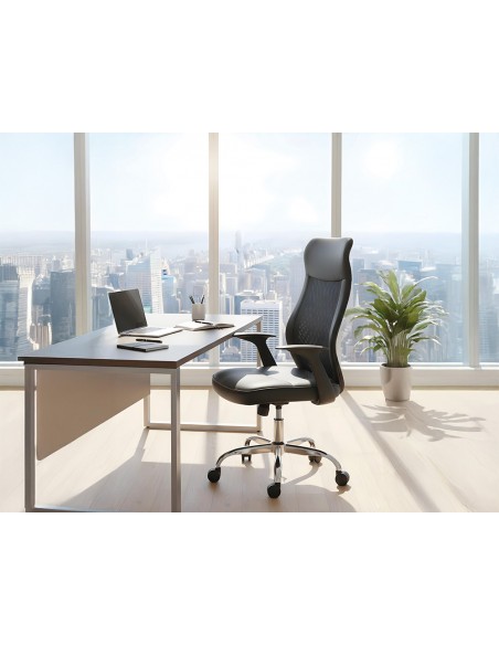 Silla q-connect direccion bergamo malla/similpiel alt max 1210mm anch 520mm prof 480mm ruedas premium negro