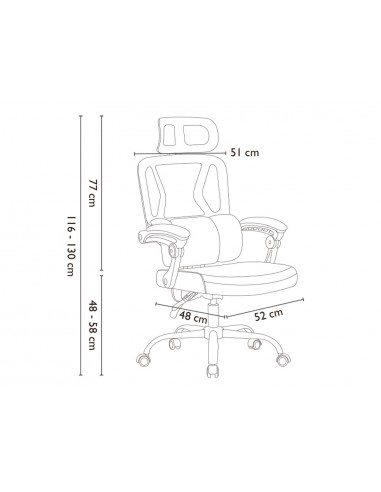 Silla q-connect direccion reggio malla alt max 1300 mm anc 520 mm prof 480 mm ruedas premium color gris blanco