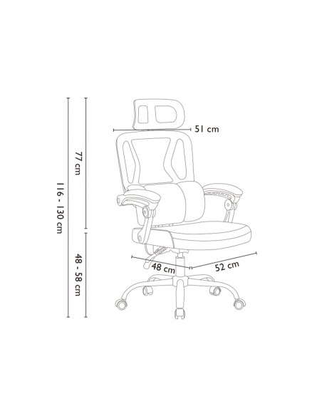 Silla q-connect direccion reggio malla alt max 1300 mm anc 520 mm prof 480 mm ruedas premium color gris blanco
