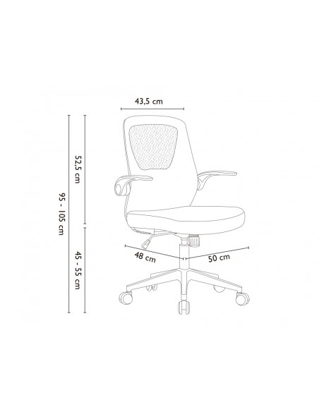 Silla q-connect oficina terni malla alt max 1050 mm anc 500 mm prof 480 mm color negro cuerpo negro