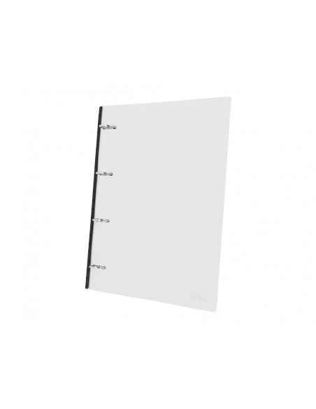 Carpeta liderpapel 4 anillas redondas 25 mm polipropileno din a4 ultra compacta con lomo extensible 4 cm translucida
