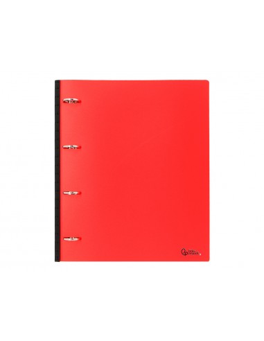 Carpeta liderpapel 4 anillas redondas 25 mm polipropileno din a4 ultra compacta con lomo extensible 4 cm rojo