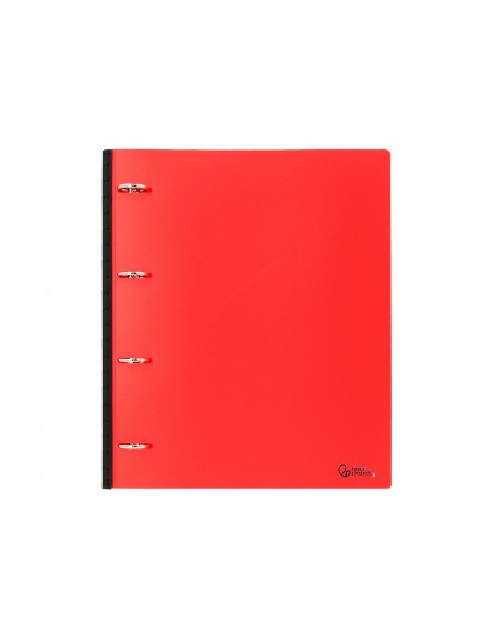 Carpeta liderpapel 4 anillas redondas 25 mm polipropileno din a4 ultra compacta con lomo extensible 4 cm rojo