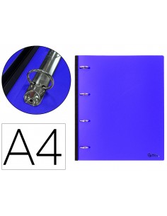 Carpeta liderpapel 4 anillas redondas 25 mm polipropileno din a4 ultra compacta con lomo extensible 4 cm azul