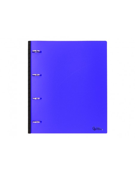 Carpeta liderpapel 4 anillas redondas 25 mm polipropileno din a4 ultra compacta con lomo extensible 4 cm azul