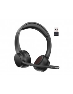 Auricular q-connect inalambrico diadema con microfono flexible y boton de bluetooth usb color negro