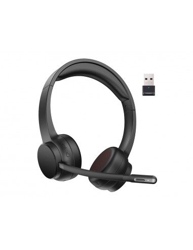Auricular q-connect inalambrico diadema con microfono flexible y boton de bluetooth usb color negro