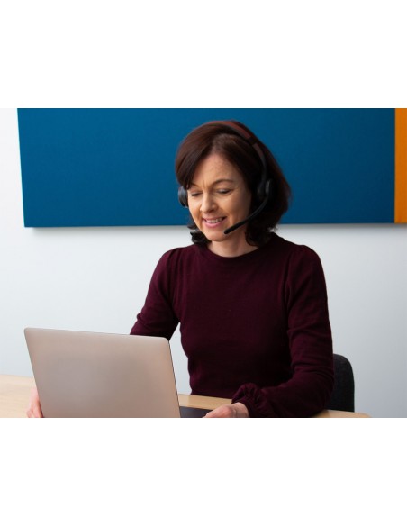 Auricular q-connect inalambrico diadema con microfono flexible y boton de bluetooth usb color negro