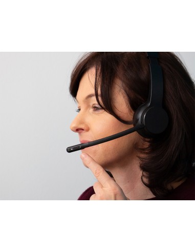 Auricular q-connect inalambrico diadema con microfono flexible y boton de bluetooth usb color negro