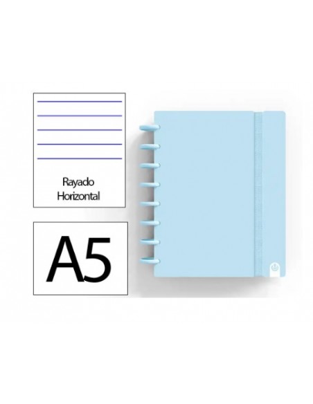 Cuaderno ingeniox foam a5 80h rayado horizontal azul pastel