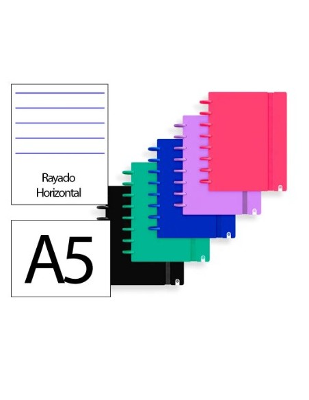 Cuaderno ingeniox foam a5 80h rayado horizontal colores intense surtidos