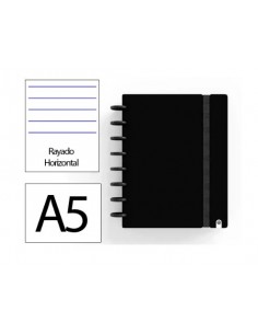 Cuaderno ingeniox foam a5 80h rayado horizontal negro