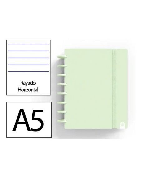 Cuaderno ingeniox foam a5 80h rayado horizontal verde pastel