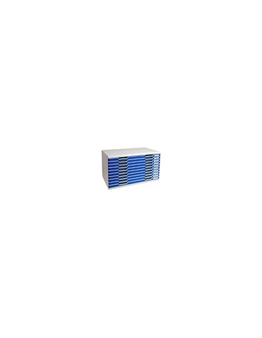 Modulo cajones sobremesa exacompta classic 10 cajones poliestireno din a3 gris claro/azul 576x320x350 mm