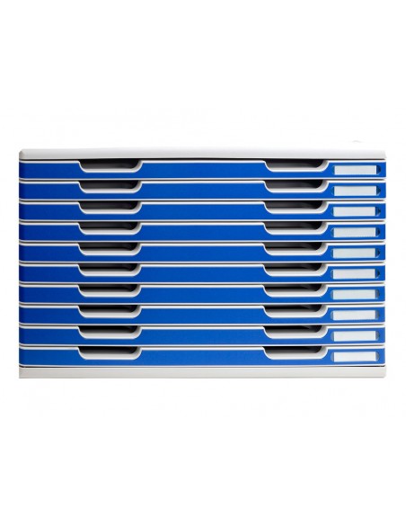 Modulo cajones sobremesa exacompta classic 10 cajones poliestireno din a3 gris claro/azul 576x320x350 mm Modulo cajones sobremesa exacompta classic 10 cajones poliestireno din a3 gris claro/azul 576x320x350 mm