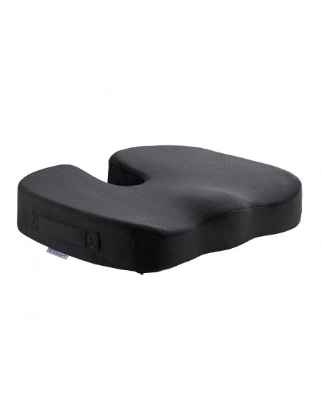 Cojin de asiento q-connect de espuma viscoelastica color negro 460x370x75 mm
