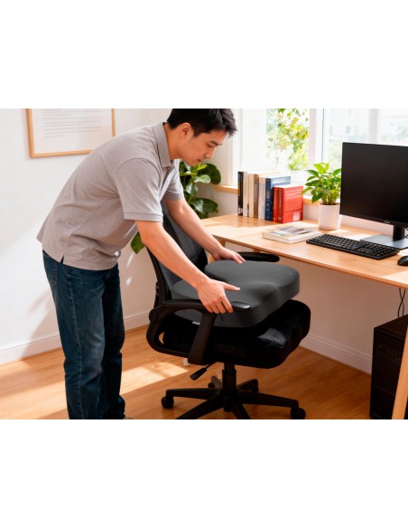 Cojin de asiento q-connect de espuma viscoelastica color negro 460x370x75 mm