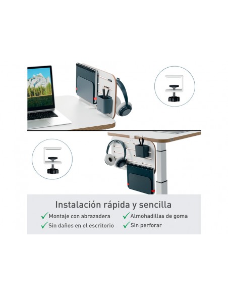 Organizador escritorio leitz ergo anclaje con soporte para portatil 420x250 mm