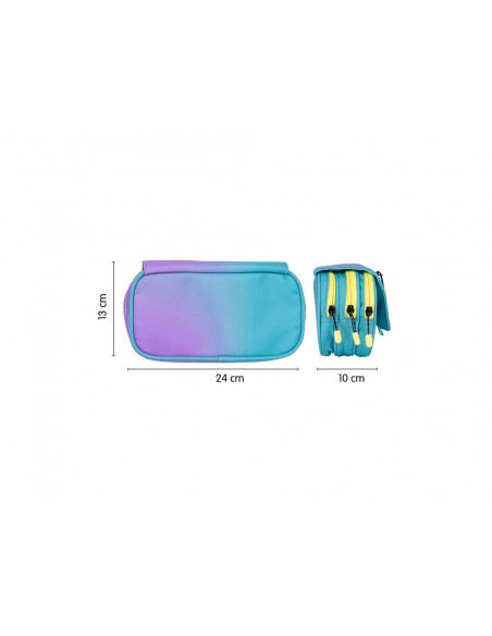 Estuche portatodo milan sunset 4 cremalleras con solapa turquesa 240x130x80 mm Estuche portatodo milan sunset 4 cremalleras con solapa turquesa 240x130x80 mm