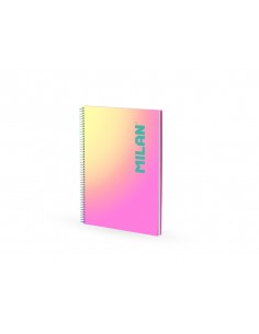 Cuaderno espiral milan coleccion sunset din a4 tapa dura 90 hojas 95 gr cuadricula 5 mm rosa