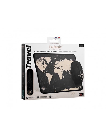 Alfombrilla de raton + raton inalambrico tnb travel optico 1600 dpi