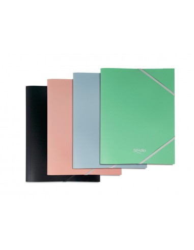 Carpeta pardo studio style gomas solapas polipropileno expositor de 48 unidades colores pastel surtidos