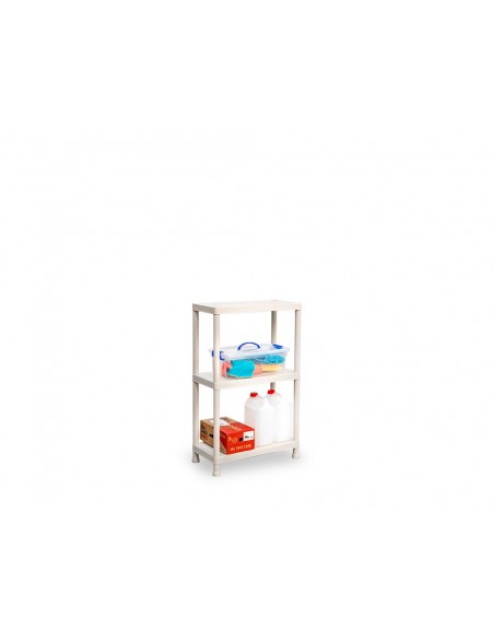Estanteria apilable plasticforte stack reciclado 3 baldas peso maximo 25 kg color beige 600x300x950 mm