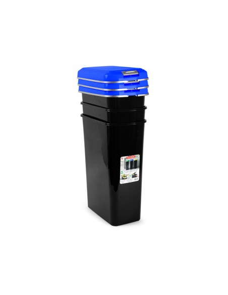 Contenedor para reciclaje plasticforte 25 l con tapa color azul parchis Contenedor para reciclaje plasticforte 25 l con tapa color azul parchis