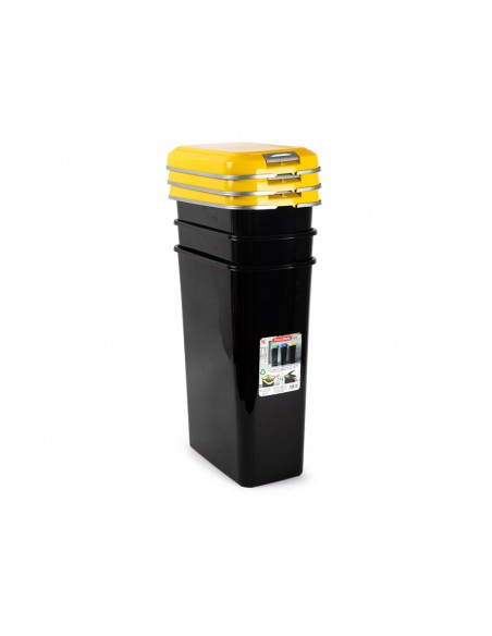 Contenedor para reciclaje plasticforte 25 l con tapa color amarillo parchis Contenedor para reciclaje plasticforte 25 l con tapa color amarillo parchis