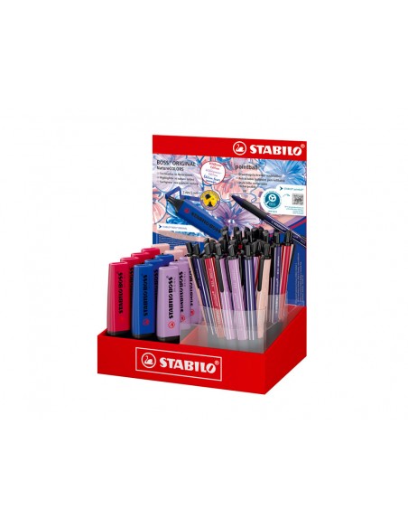 Expositor de sobremesa stabilo colors wildflower 38 boligrafos + 15 rotuladores fluorescente boss