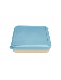 Fiambrera exacompta reutilizable 2 compartimentos color beig con tapa color azul biodegradable 250x210x50