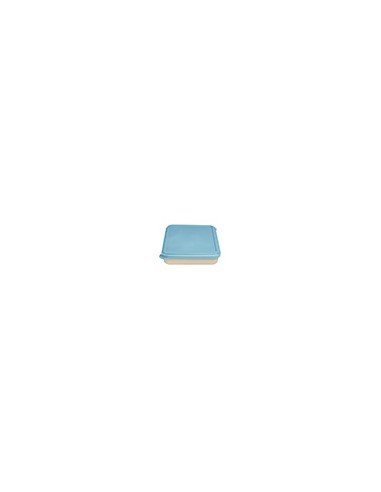 Fiambrera exacompta reutilizable 2 compartimentos color beig con tapa color azul biodegradable 250x210x50