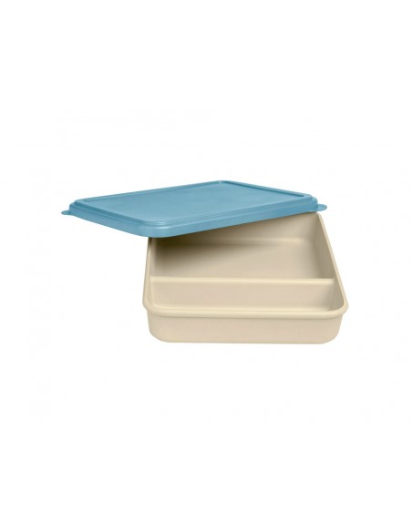 Fiambrera exacompta reutilizable 2 compartimentos color beig con tapa color azul biodegradable 250x210x50 Fiambrera exacompta reutilizable 2 compartimentos color beig con tapa color azul biodegradable 250x210x50