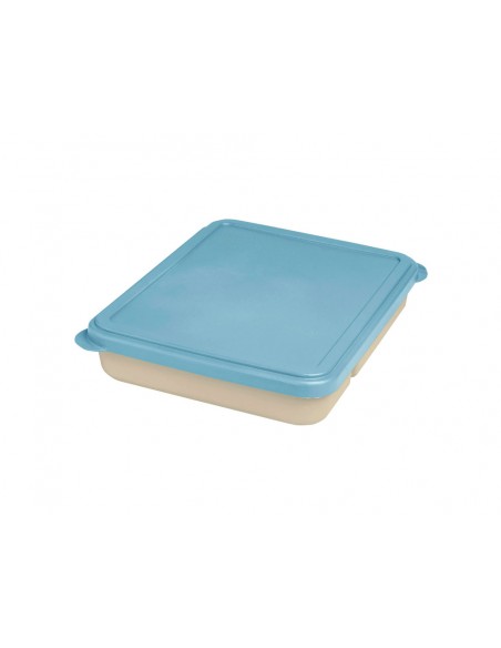 Fiambrera exacompta reutilizable 2 compartimentos color beig con tapa color azul biodegradable 250x210x50 Fiambrera exacompta reutilizable 2 compartimentos color beig con tapa color azul biodegradable 250x210x50